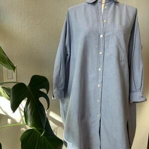 Zara Oversized Blue Cotton Shirt Dress